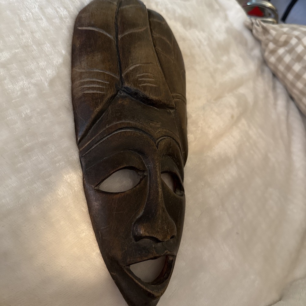 Vintage Folk Art Carved Wood MASK Indigenous Tribal Art - Picture 3 of 8